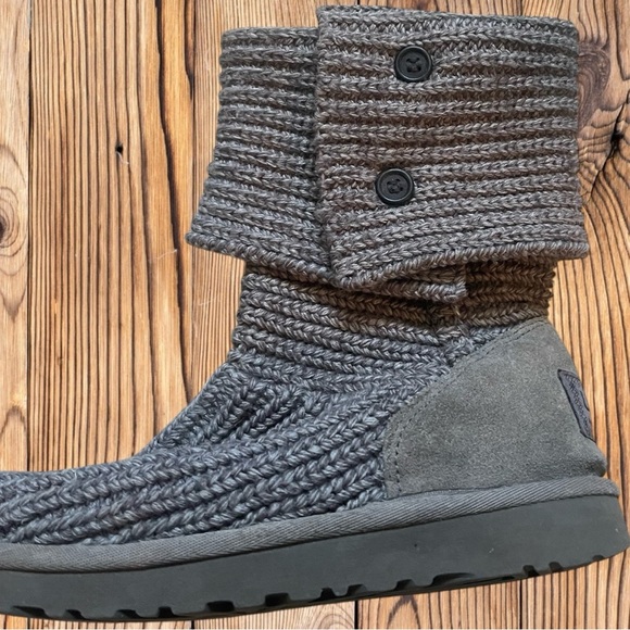 UGG Gray Classic Cardy Knit Ankle Boots - Picture 2 of 5